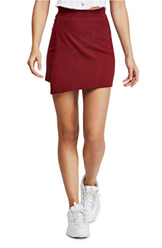 Free People Womens High Waist Faux Wrap Mini Skirt Red M