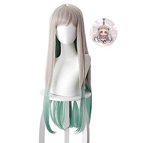 Xiangtianusa Yashiro Nene Cosplay Wig Keychain Toilet Bound Hanako kun Silver Gray Green Cosplay Wig Costume Hair for Girls