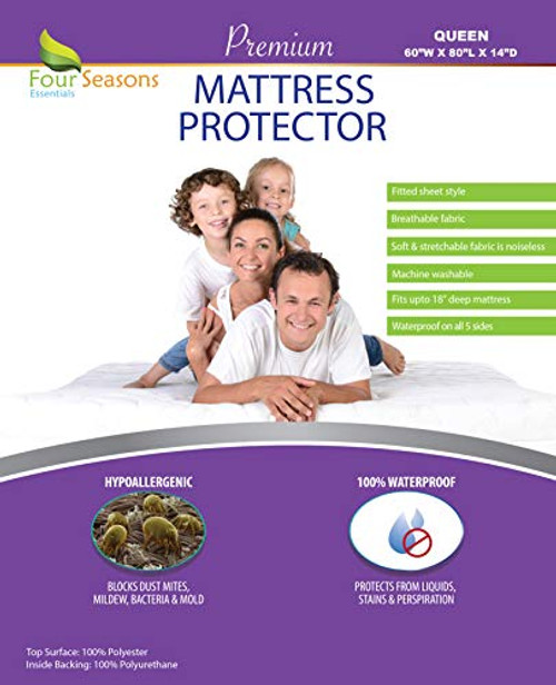 Queen Size Waterproof Mattress Protector Fitted Sheet Mattress Cover With Deep Pockets Hypoallergenic Breathable Protection From Allergens Dust Mites Water Proof Noiseless Vinyl Free Queen Size Waterproof Mattress Protector Fitted Sheet Mattress Cover With Deep Pockets Hypoallergenic Breathable Protection From Allergens Dust Mites Water Proof Noiseless Vinyl Free