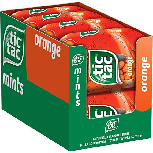Tic Tac Fresh Breath Mints  Orange  Bulk Hard Candy Mints  3 4 oz Bottle Packs  8 Count  10009800002938