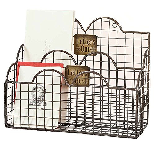 Colonial Tin Works Industrial Galvanized Steel Wire Letter / File Desk Organizer Holder Office Storage, Gray