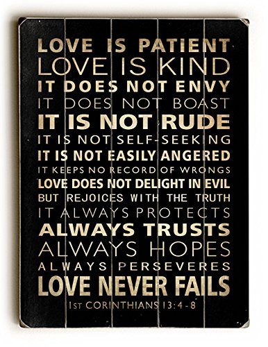 One Bella Casa Love Is Patient Solid Wood Wall Decor, One Size, Multicolor