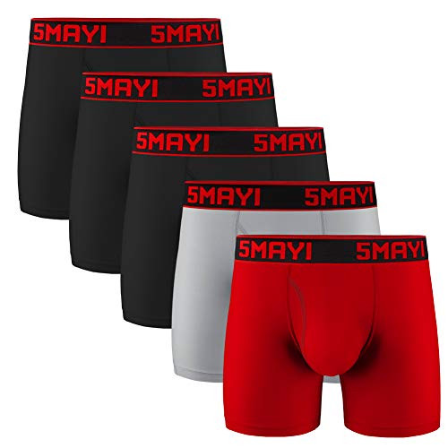 5Mayi Men s Boxer Briefs Fly Front with Pouch Athletic Mens Underwear Performance Boxer Briefs for Men 5 Pack XL