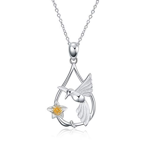 WINNICACA Hummingbird Necklace Sterling Silver Flower Hummingbird Gifts Pendant Necklace Jewelry for Women Teens Birthday Gifts WINNICACA Hummingbird Necklace Sterling Silver Flower Hummingbird Gifts Pendant Necklace Jewelry for Women Teens Birthday Gifts