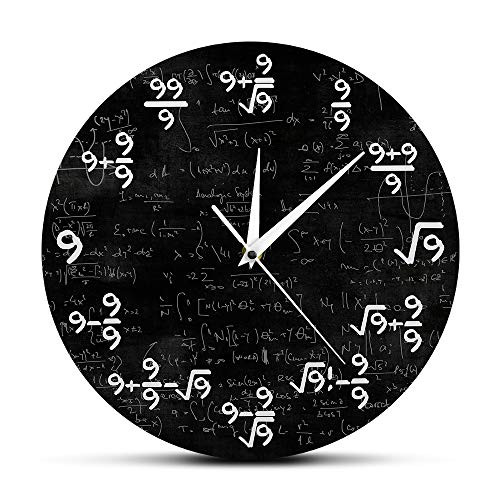 The Nines Math Wall Clock Number 9 Math Modern Clock Wall Watch Math Equation Clock of 9s Formulas Mathematical Wall Art 12inch