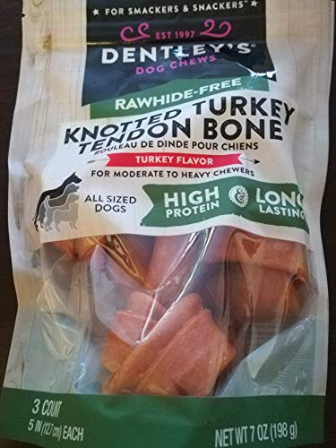 Dentleys Rawhide Free Knotted Turkey Tendon Bone 3 5 inches  12 7 cm  Bones