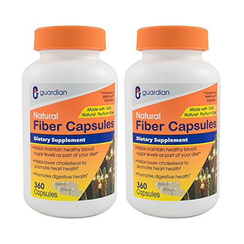 Guardian Fiber Capsules 720 Count  Natural Psyllium Husk Supplement  520mg per Capsule   Fiber Pills