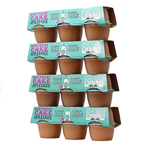 Zee Zees Birthday Cake Applesauce Cups  All Natural  4 oz Cups  24 pack
