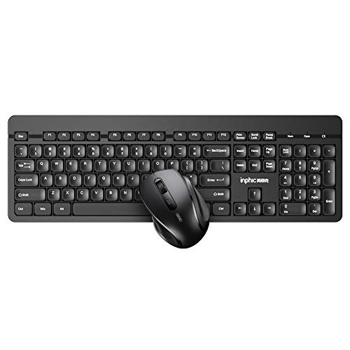 INPHIC Wireless Keyboard and Mouse  2 4G Full Size Wireless Mouse and Keyboard Combo  USB Wireless Keyboard with Mouse for PC Desktops Computer  Laptops  Windows