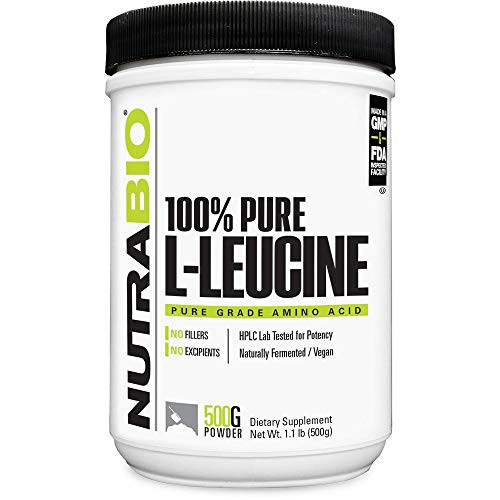 NutraBio 100 Pure L Leucine Powder   500 Grams