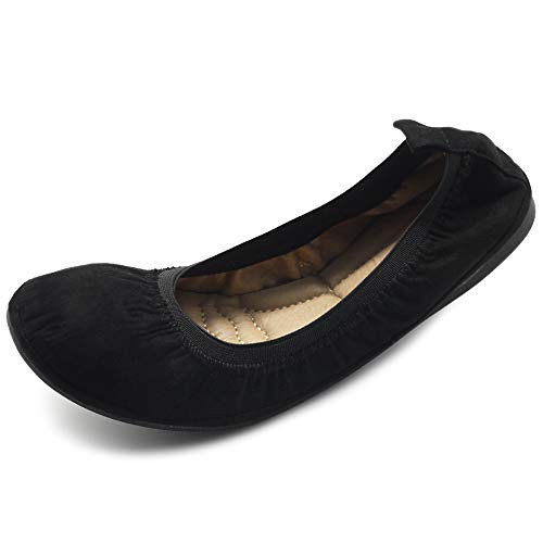 Ollio Women s Shoe Faux Suede Comfort Ballet Flats BN16 7 B M  US  Black