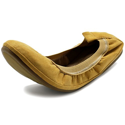 Ollio Women s Shoe Faux Suede Comfort Ballet Flat BN16 9 B M  US  Mustard