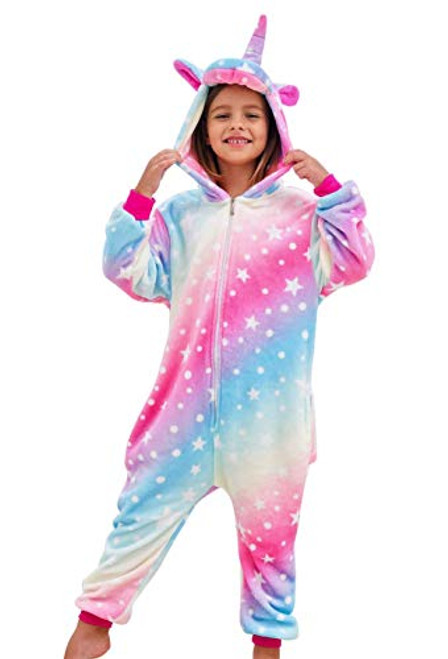 Girls Unicorn Pajamas Onesie Cosplay Costume for Kids Pink Rainbow 5 6 Years Girls Unicorn Pajamas Onesie Cosplay Costume for Kids Pink Rainbow 5 6 Years
