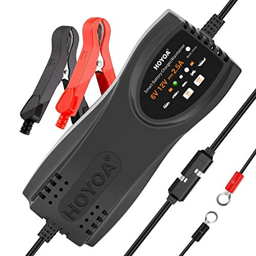 HOYOA  2 5 Amp Automatic Smart Charger  6V And 12V Battery Charger  Car Battery Trickle Charger Maintainer  Battery Desulfator