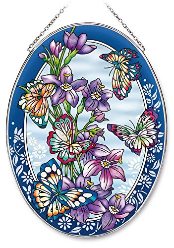 Amia Butterfly Large Oval  9  High Glass Sun Catcher  Multicolored