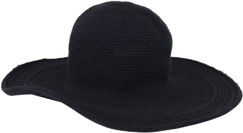 San Diego Hat Company Women s Cotton Crochet 4 Inch Brim Floppy Hat  Black  One Size