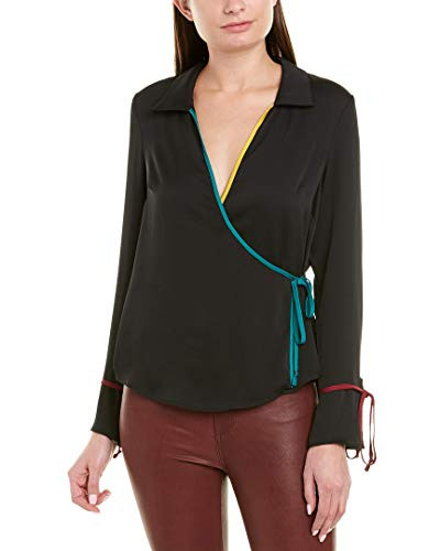 BCBGeneration Surplice Long Sleeve Wrap Top TIR1259950 Black XS  US 2