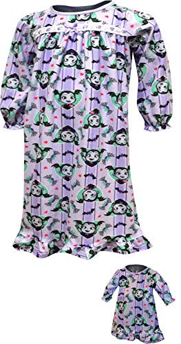 AME Sleepwear Girls  Vampirina Flannel Toddler Nightgown with Matching Doll Gown  3T  Purple