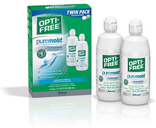 Opti Free Puremoist Multi Purpose Disinfecting Solution with Lens Case  Twin Pack  10 Ounces Each