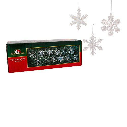 Kurt Adler 2" Glass Iridescent Snowflake Ornaments, 12-Piece Set