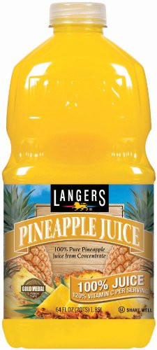 Langers 100 Juice with Vitamin C  Pineapple  64 Fl Oz  Pack of 8