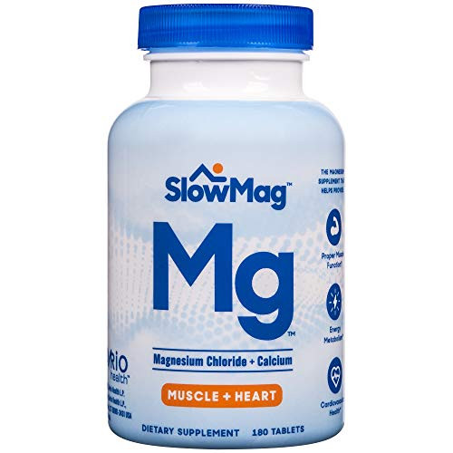 Slow Mag Mg Muscle   Heart Magnesium Chloride with Calcium Supplement  180Count