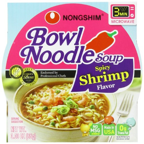 NongShim Bowl Noodle Soup  Spicy Shrimp  3 03 Ounce  Pack of 12