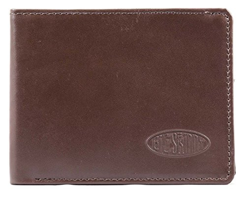 Big Skinny Men s Slimline Leather Bi Fold Slim Wallet  Holds Up to 25 Cards  Brown