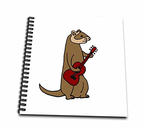 3dRose db_200584_1 Funny Ferret Playing a Red Guitar Drawing Book, 8 by 8"