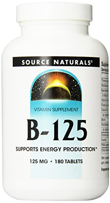 Source Naturals B 125  125 mg B Vitamins for Energy Production Support   180 Tablets