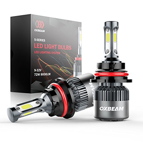 OXBEAM LED Headlight Bulbs 9007 Hi Lo Beam LED Light Bulb S Series Headlight Bulb 72W 8000LM 6500K Extremely Bright Cool White  2 Pcs