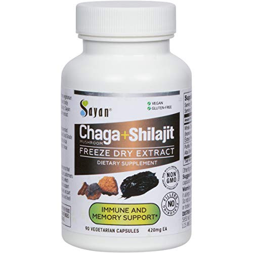Sayan Siberian Chaga Mushroom Extract with Shilajit 90 Vegetarian Capsules 420mg Each Powerful Antioxidant Fulvic Acid Immune System Booster Sayan Siberian Chaga Mushroom Extract with Shilajit 90 Vegetarian Capsules 420mg Each Powerful Antioxidant Fulvic Acid Immune System Booster