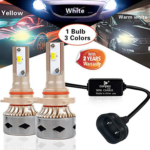 CONPEX 9005 HB3 H10 LED Headlight Hight Low Beam Fog Light Bulb Conversion Kit 10000LM multicolor 6000K White 4300K Amber 3000K Yellow  Anti Flicker Decoder  2 Years Warranty