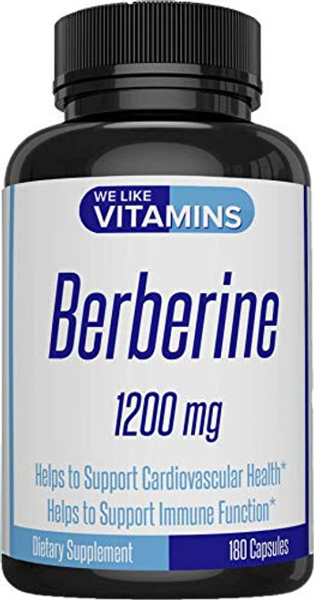 Berberine 180 Vegetarian Capsules 1200mg per Serving   Berberine Supplement for Supporting Immune  Cardiovascular Function  and Blood Sugar
