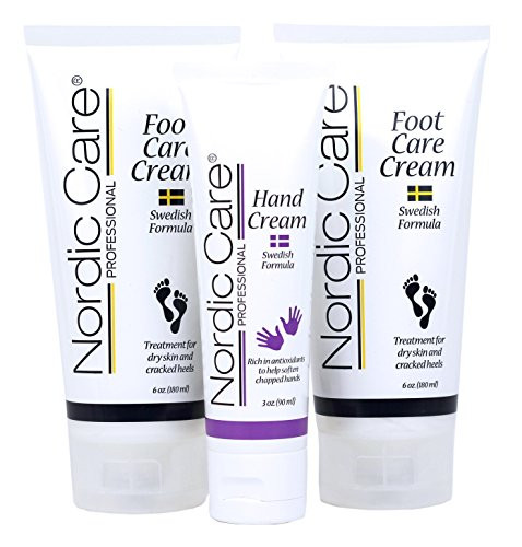 Nordic Care Foot Care Cream 6 ounces   Pack of 2  Plus Hand Cream  Hydrates and Treats Severely Cracked Heels