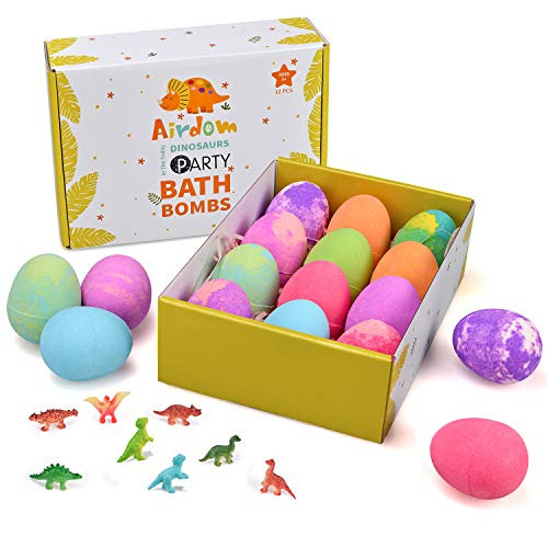 Airdom Dinosaur Bath Bombs for Kids Set of 12 Egg Bubble Fizzies Surprise Dino Toy Inside Gentle and Kids Safe Spa Bath Fizz Balls Kit Ideal Birthday Christmas or Easter Gifts for Boys Girls Airdom Dinosaur Bath Bombs for Kids Set of 12 Egg Bubble Fizzies Surprise Dino Toy Inside Gentle and Kids Safe Spa Bath Fizz Balls Kit Ideal Birthday Christmas or Easter Gifts for Boys Girls