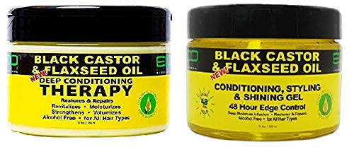 Eco Style Black Castor Oil   Flaxseed Oil Hair Bundle  GEL CONDITIONER