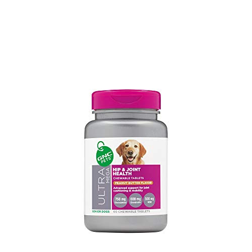 GNC Pets Ultra Mega Hip Joint Health Chewable Tablets for Senior Dogs with Hip and Joint Issues  60 Count   Peanut Butter Flavor   Healthy and Natural Pet Supplements Safe for All Dogs