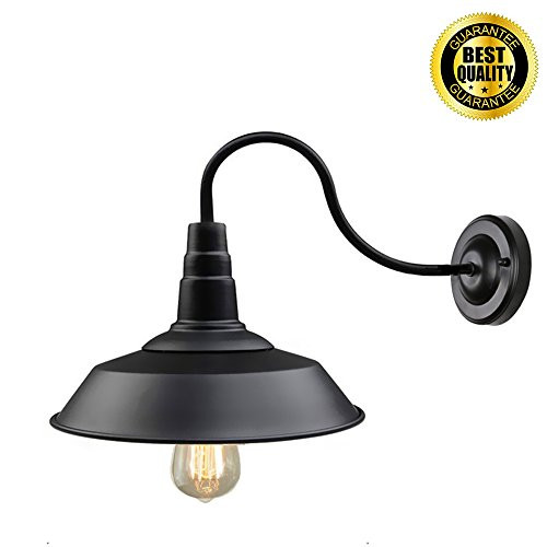 Retro Black Wall Sconce Lighting Gooseneck Barn Lights Industrial Vintage Farmhouse Wall Lamp Led porch light For Indoor Bathroom (Black body)