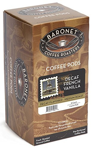 Baronet Coffee Decaf French Vanilla  Medium Roast  18 Count Coffee Pods  Pack of 3