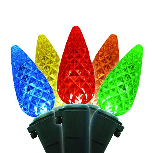 Brite Star 80 Count LED-C6 Faceted Light Set with Green Wire, Multicolor