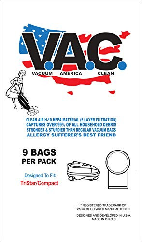 Vacuum America Clean Replacement HEPA Cloth Vacuum Bags for Tristar and Compact Canister Vacuums