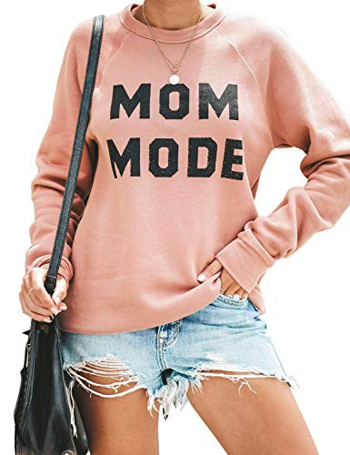 Blooming Jelly Womens Crewneck Sweatshirt Long Sleeve Raglan Letter Print Terry Casual Cute Pullover Top L Pink