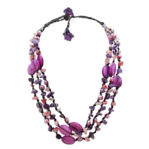 AeraVida Darling Purple Shell Simulated Amethyst Cultured Freshwater Pearl Strand Necklace AeraVida Darling Purple Shell Simulated Amethyst Cultured Freshwater Pearl Strand Necklace