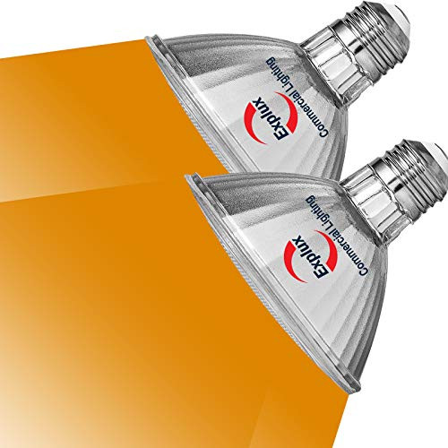 Explux PAR30 Short Neck Amber Color LED Flood Light Bulbs  Dimmable  Weatherproof  75W Equivalent  2 Pack