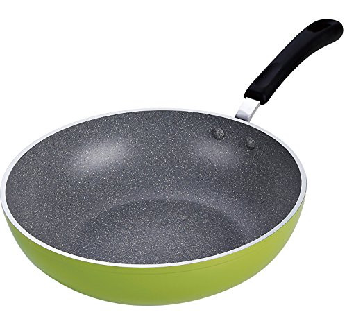 Cook N Home 12-Inch Nonstick Stir Fry Wok Pan, Green, 30cm Cook N Home 12-Inch Nonstick Stir Fry Wok Pan, Green, 30cm