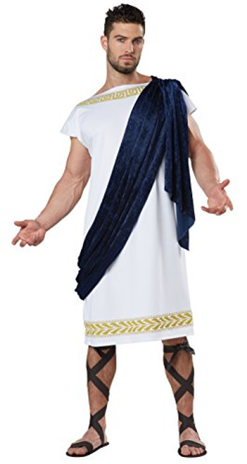 California Costumes Men s Grecian Toga  White Navy  Large