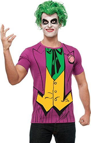 Rubie s Costume Co  Men s Dc Comics  Justice League Superhero Style Adult Costume Printed Top  The Joker  Purple  Large