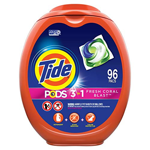 Tide PODS Laundry Detergent Liquid Pacs  Fresh Coral Blast Scent  HE Compatible  96 Count  Packaging May Vary