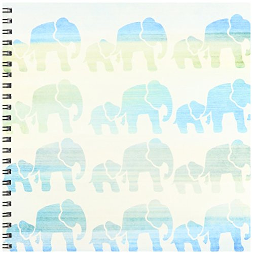 3dRose db_152076_1 Aqua Mom and Baby Elephants Animals Drawing Book, 8 by 8-Inch